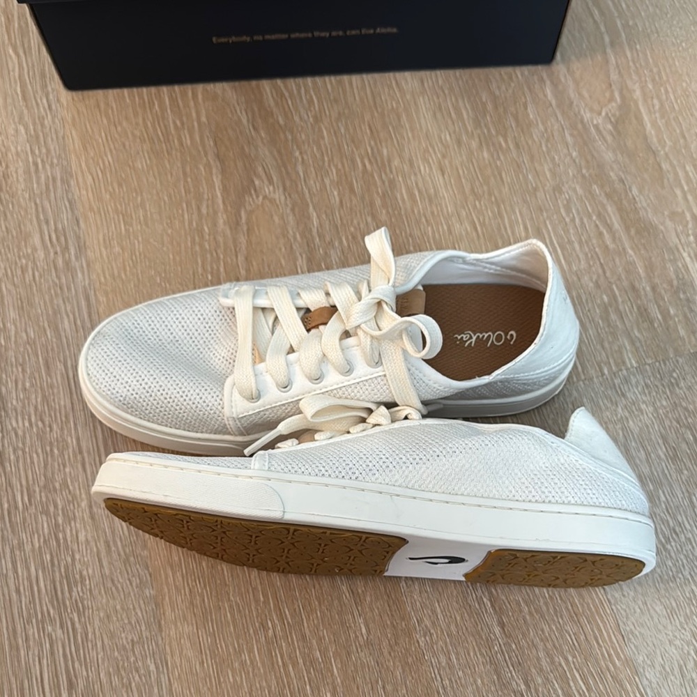 OluKai Women's White Lace-Up Sneakers 8 - Picture 2 of 7